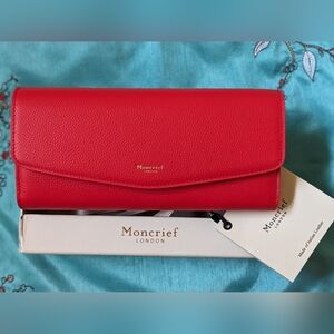 Moncrief London red Italian leather purse/ wallet NWT